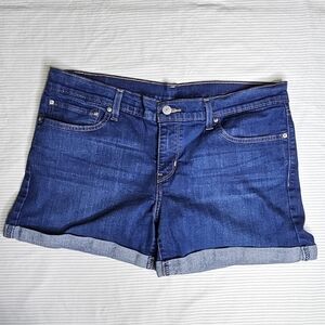 Levi's women dark wash mid rise denim shorts waist 32